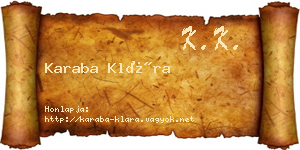 Karaba Klára névjegykártya